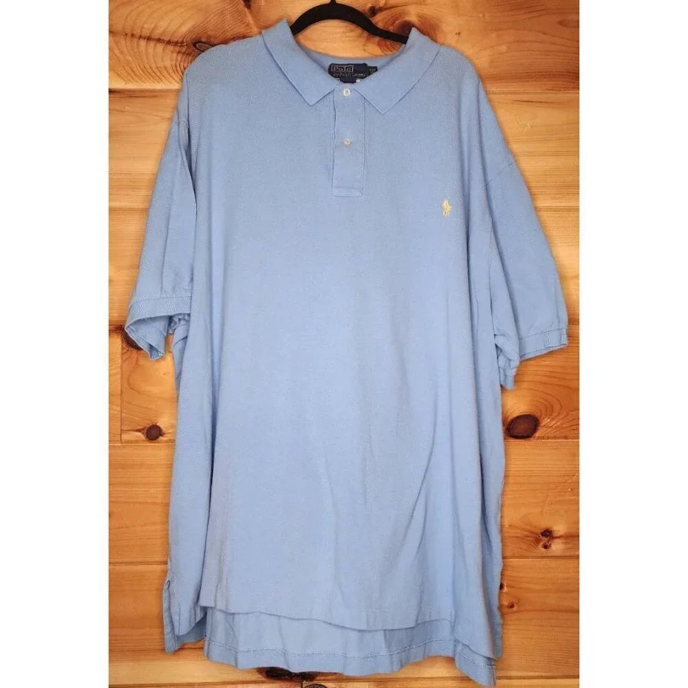 Ralph Lauren Polo Shirt Men's 4XB BIG Light Blue Pony Logo Short Sleeve Shirt